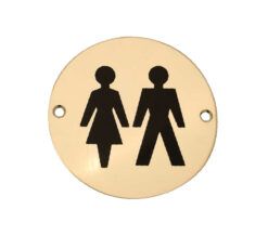 Frelan Hardware Unisex Pictogram Sign (75Mm Diameter), Polished Brass