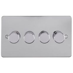 Eurolite Efpss4D400 4 Gang 400W Push On Off 2Way Dimmer Switch Enhance Flat Polished Stainless Steel Plate Matching Knobs