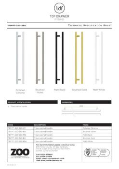 Zoo Hardware TDFPT-320-380BG T Bar Cabinet handle 320mm CTC, 380mm Total length Brushed Gold Finish