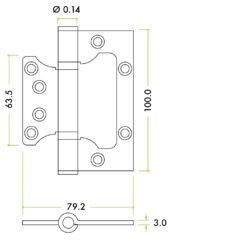 Zoo Hardware Flush / Interleaf Hinge Pair - CE/UKCA - Grade 11 - PVD Satin Brass ZHSSFH-243S-PVDSB