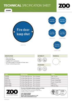 Zoo Hardware ZSS09-PCW Signage - Fire Door Keep Shut - 76mm dia Powder Coated Matt White